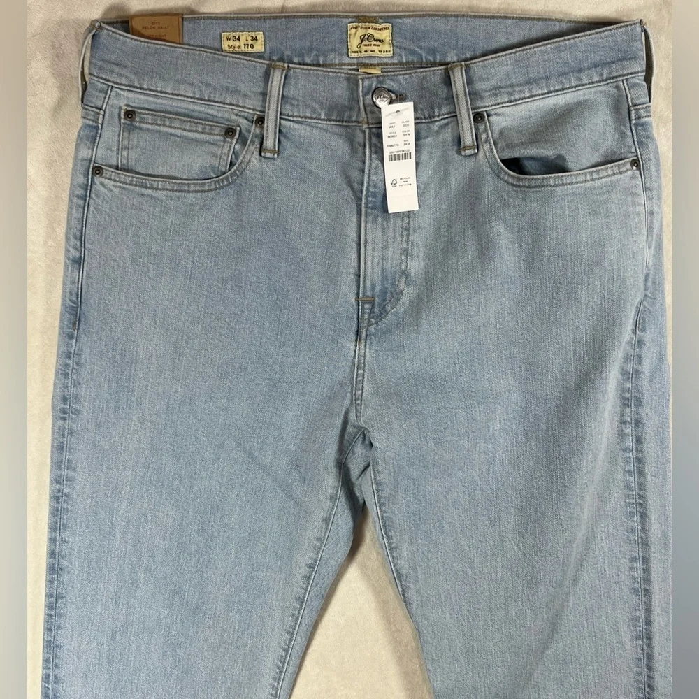 NWT J. Crew 770 34W 34L Blue Straight Stretch Cotton Light Wash Jeans C13